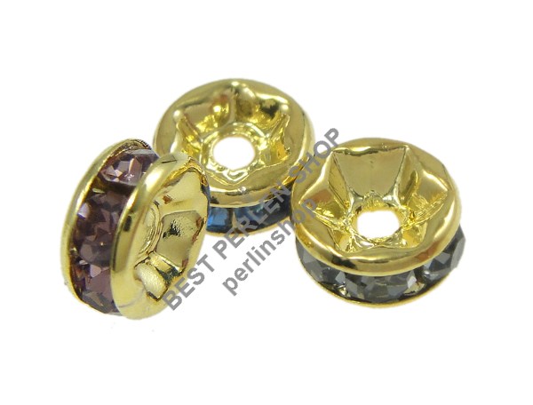 35 Metallperlen Crystal Mehrfarbig Strass Ring Metall Spacer Beads 8mm R172b Ebay