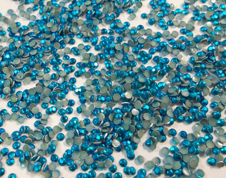 HOTFIX METALL STUDS AQUAMARINE BLAU 2mm NAILHEADS HALB PERLEN 18000Stk